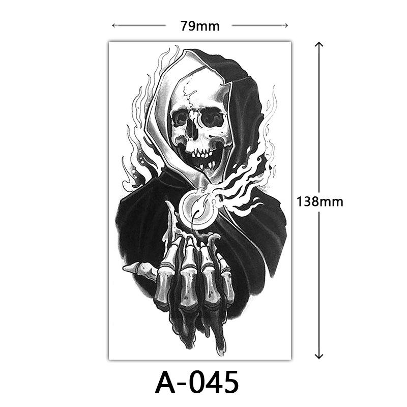 Halloween Tattoo Sticker, Skull Reaper Sickle, Black Bat Tombstone Pumpkin Tattoo