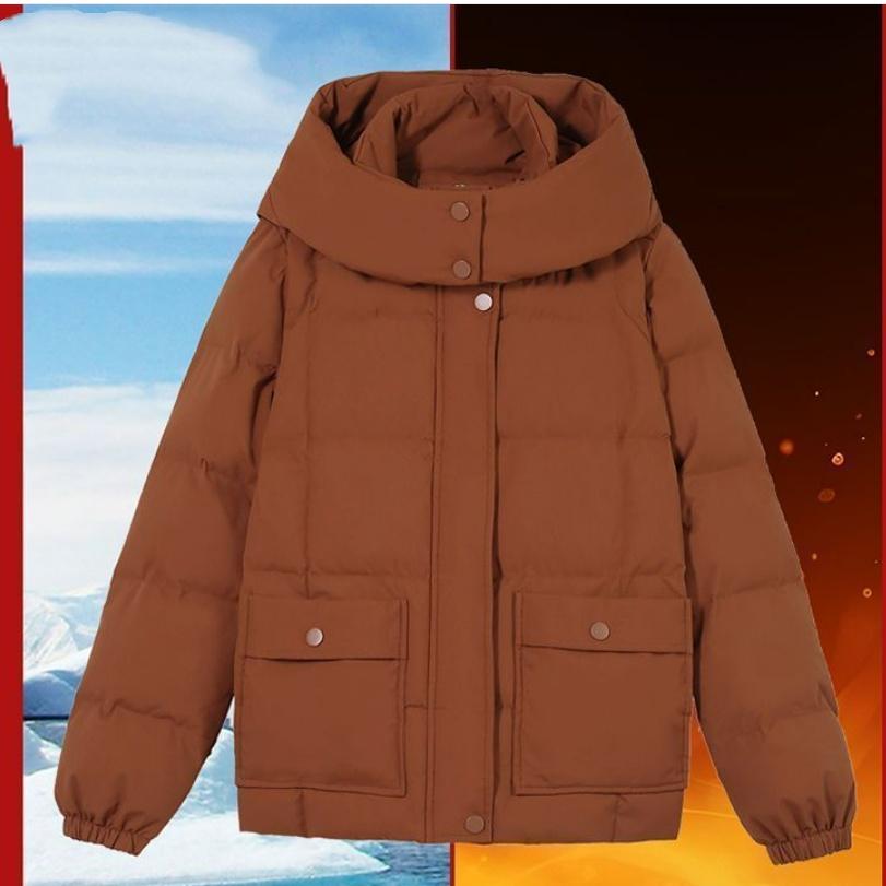 Down Padded Jacket Women's Short Style Autumn and Winter Thickened Warm Fashion Western Style Hooded Padded Jacket