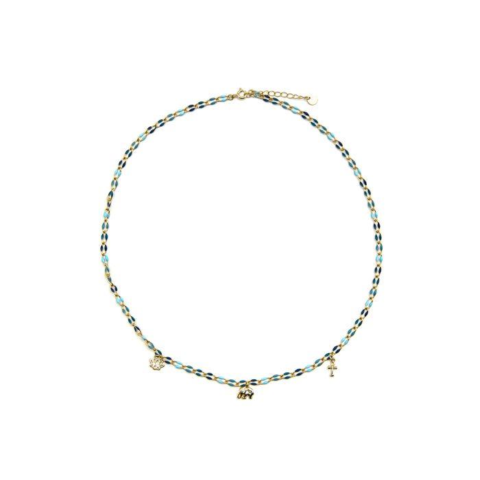 Collier Luxenter en argent 925 et finition on or 18k laqué bleu - Shione
