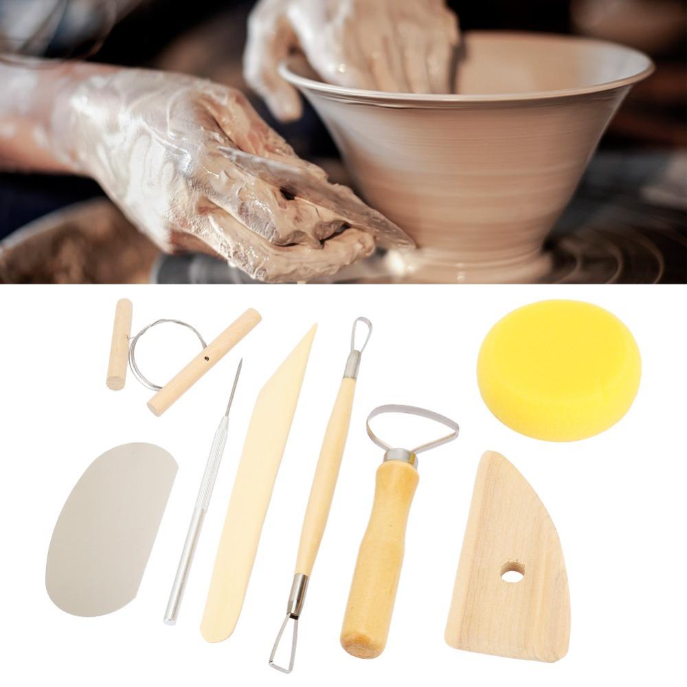 8pcs Smooth Wooden Handles Clay Sculpting Tools Set Double-Sided Modeling Tools Clay Sculpting