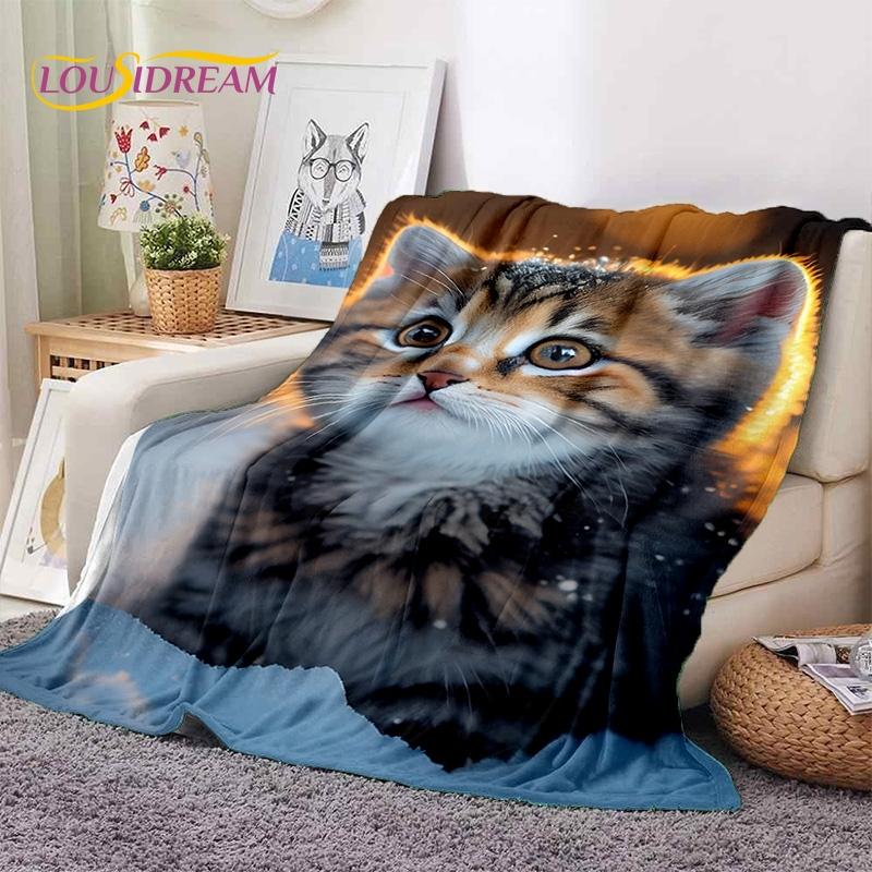 Gato persa 3D, gato de chita fofo, cobertores macios de desenho animado Ragdoll, cobertor para manter aquecido para camas de piquenique, sofá, casa, quarto, presente para criança