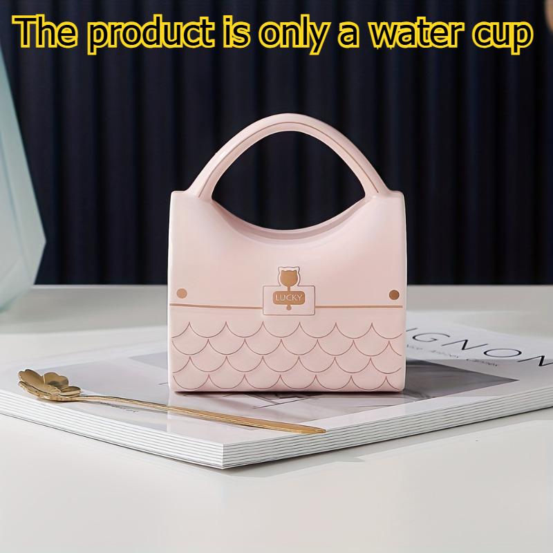 1pcs Bag-Shaped Mug Office Home Coffee Cup Stylish Handbag Design Ceramic Cup for Coffee & Drinks Mug 400ml 400ml розовый