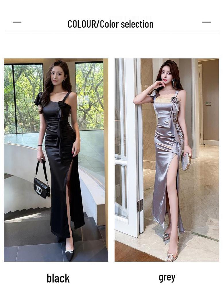 Elegant Spaghetti Strap Evening Gown for Massage Technicians