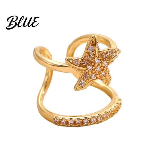 Gold Plated Ring Women Sea Animals for Rhinestone Seahorse Turtle