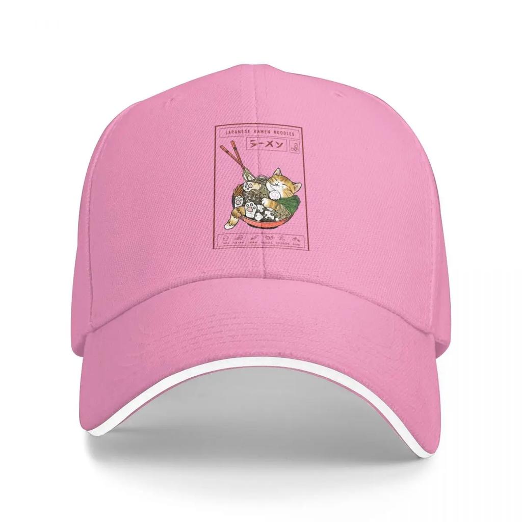 Baseball Caps Japanese Style Ramen Noodles Cat Meme Funny Customized Men Women Outdoor Spring Hats