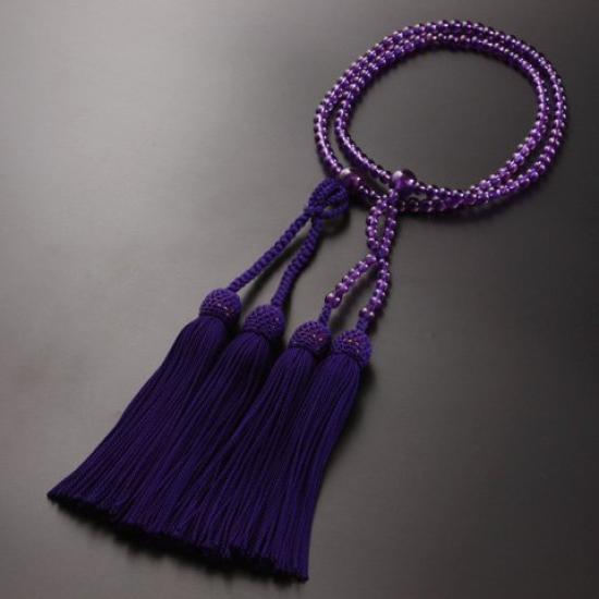 Kyoto Buddhist Altar Hayashi Prayer Beads Jodo Shinshu Eight Size Amethyst Official Ceremony Bag Kyoto Prayer Beads (For Women) [Bead Set] SW-071