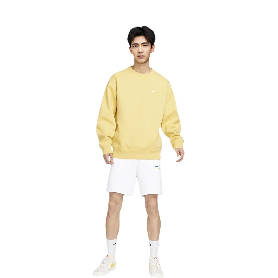 Nike Moletom Masculino Solo Swoosh com Gola Redonda de Fleece Amarelo DX1362-700