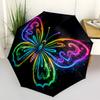 1pc Neon Butterfly Automatic Folding Umbrella Compact Lightweight Travel Umbrella with 8-Rib Sturdy Frame, Windproof & Self009