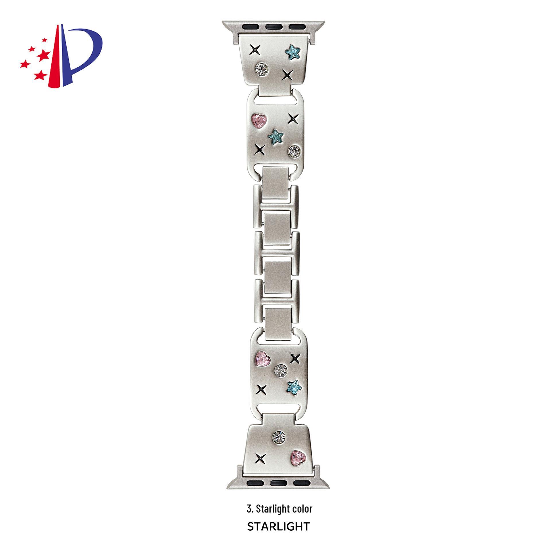 

Star-Shaped Diamond Buckle Metal Strap for Apple iWatch 11th Gen and Earlier. 38/40/41 звездного света