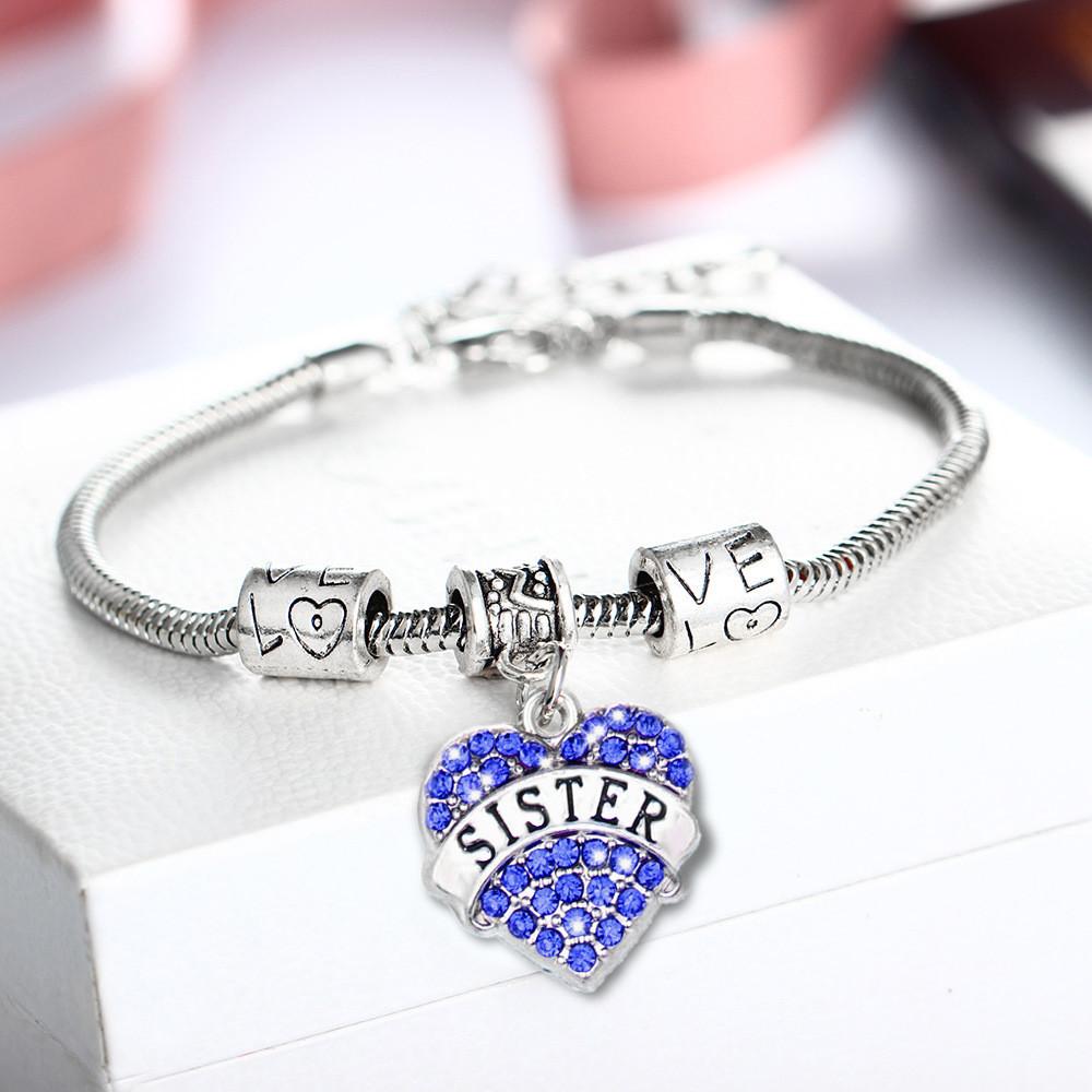 Stylish Heart Shaped Family Member Bracelet With Rhinestone Accents For Special Occasions
