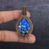 Blue Triplet Opal Gemstone Handmade Copper Wire Wrap Jewelry Pendant 2.56" C0u21