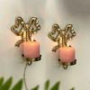 2 pièces Bougeoir à nœud doré Support de bougie en fer forgé Bougeoir simple mural Mariage