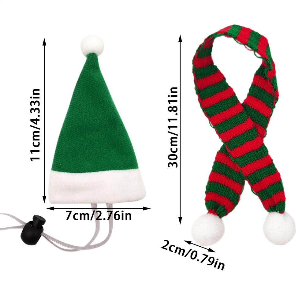 Chicken Outfits Christmas Santa Themed Christmas Pet Chicken Hat Scarf Set with Adjustable Chin Strap for Hen Hamster Rabbit