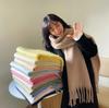 New Mohair Solid Color Scarf Women's High-end Sense Winter Warm Scarf Thickened Wool Knitted Coarse Fringed Shawl