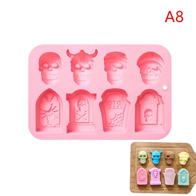 Halloween Silicone Mold Ghosts Pumpkins Bats Haunted Houses Tombstones Designs Baking Mold Chocolate Cakes Soaps Cookies Mold