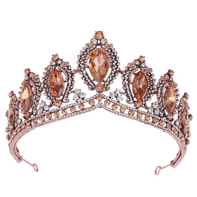 Baroque Vintage Crystal Tiaras Wedding Crown Bride Headdress Royal Queen Bridal Diadem Pageant Wedding Crown Hair Jewelry