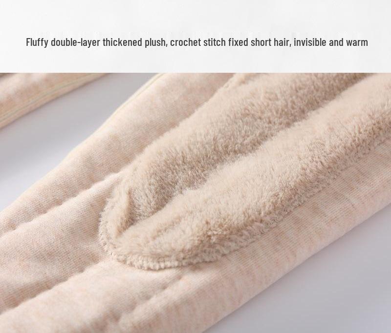 2025 Winter Men's Fleece-Lined High Waist Wool Pants with Seamless Knee and Waist Support