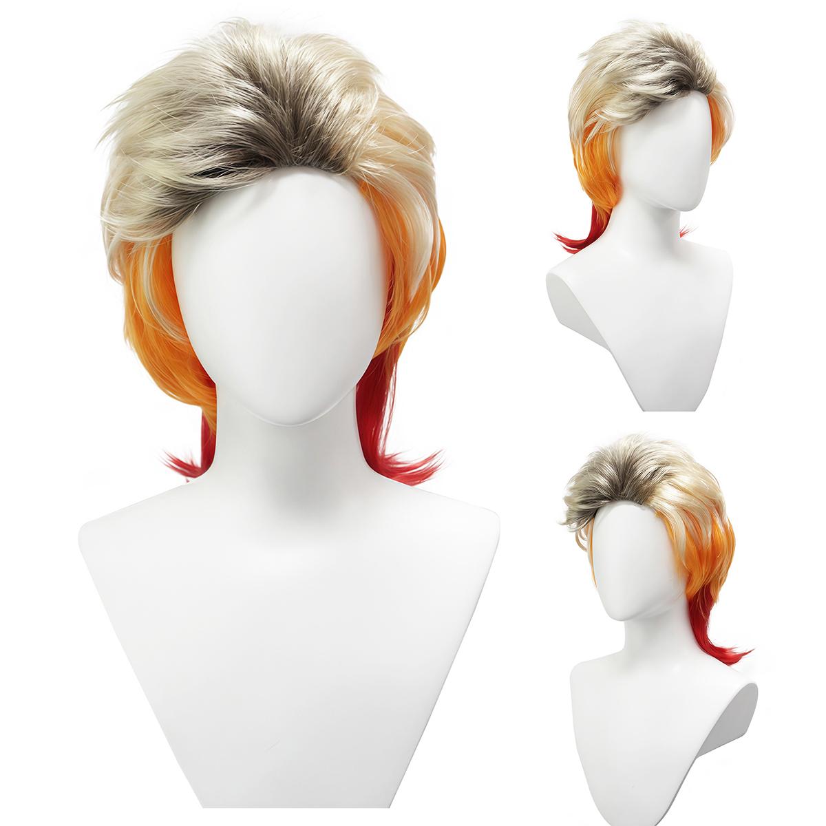 

Mixed Color Gradient Fluffy Short Hair Wig Festival Party Wear Synthetic Wig Women s Wig