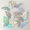 Yousheng 12Pcs/Set 3D Hollow Butterfly Wall Sticker, Removable Holographic Butterfly Decoration, Iridescent Butterflies Decal for Wedding Anniversary