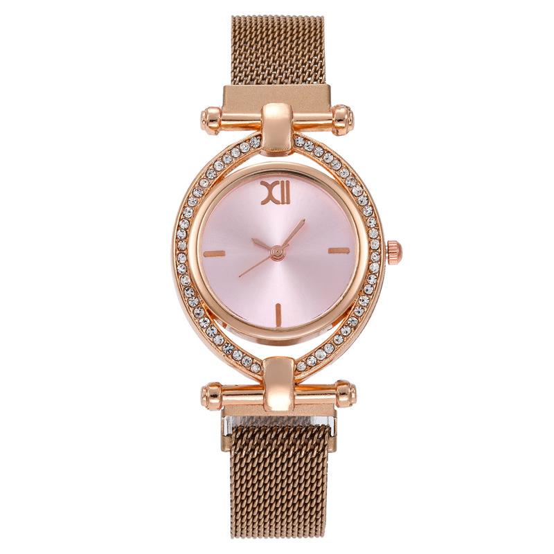 Diamond-encrusted Oval Women's Watch Women's Watch Iron Magnet Quartz Watch Iron Magnet Women's Model