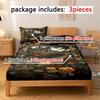 Halloween Pumpkin Castle Theme Bedding Set - 3-Piece Polyester Fitted Sheet & Pillowcase Set, Breathable All-Season Quilted