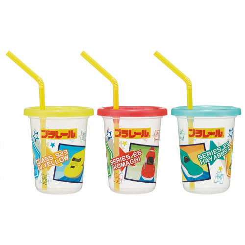 Skater Tumblers with Straws, 230ml (3-Pack), Plarail 19, Made in Japan, SIH2ST
