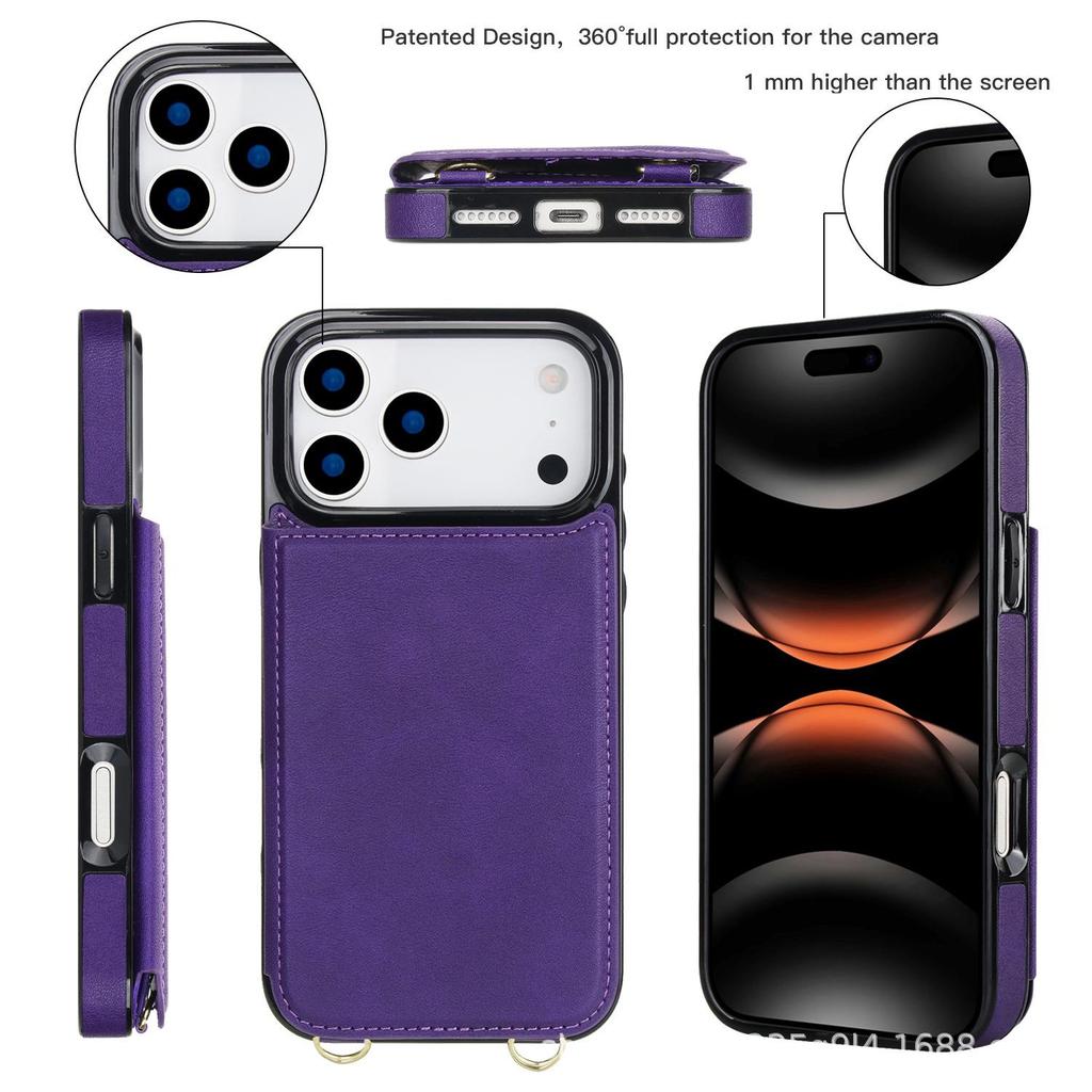 Leather Crossbody Buckle Holder with Card Slot for iPhone 17 Pro Max