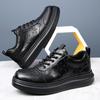 Autumn new light luxury men's shoes breathable leather platform trend versatile casual leather shoes men's sports board shoes