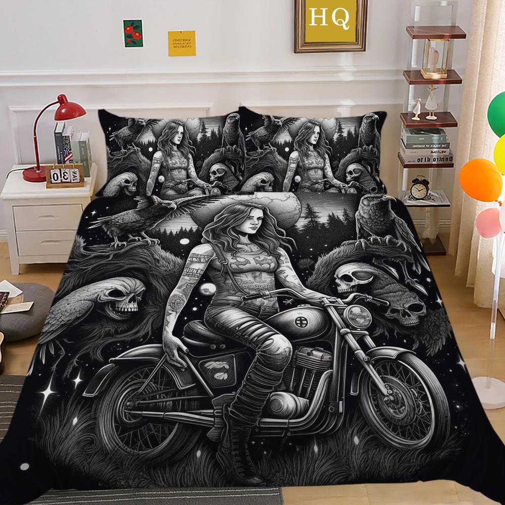 Beauty Skull Printed Bedspreads King Size Microfiber Bed Set Man Design High Quality Comforter Cover Set