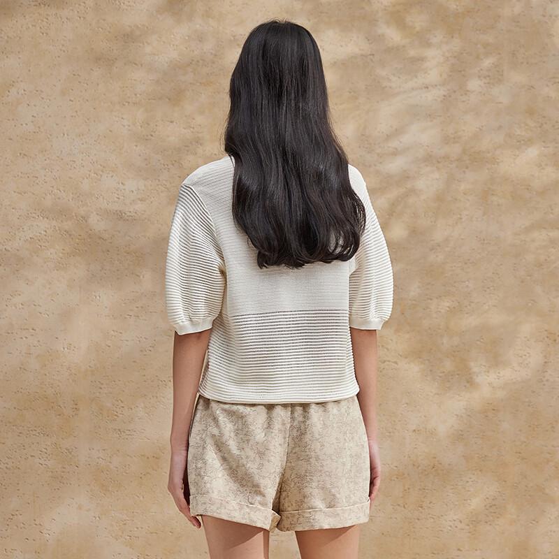 Broadcast Women's Hollow-Out Knit Ice Silk Short Sleeve T-Shirt