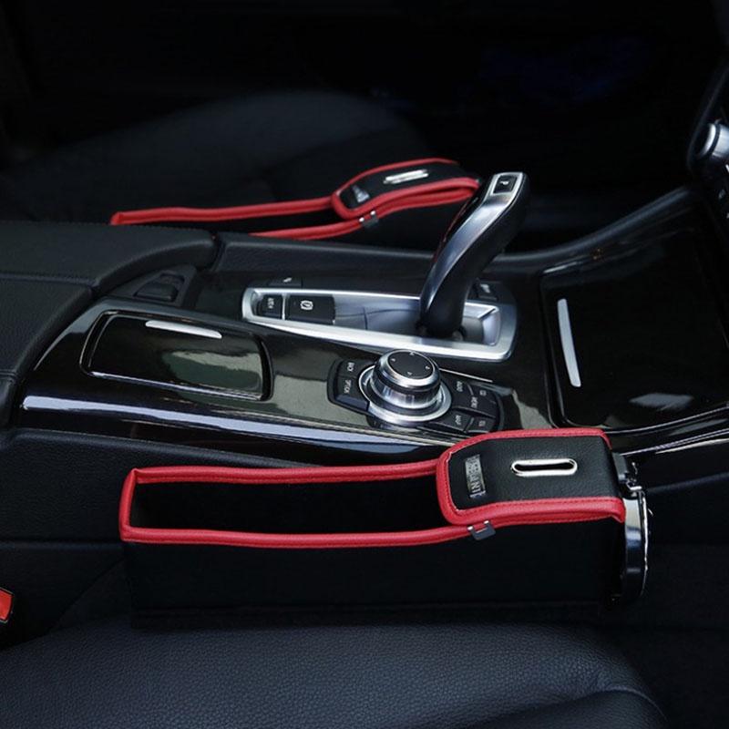 Premium Pu Leather Car Seat Storage Box Stylish Coin Collector And Cup Holder