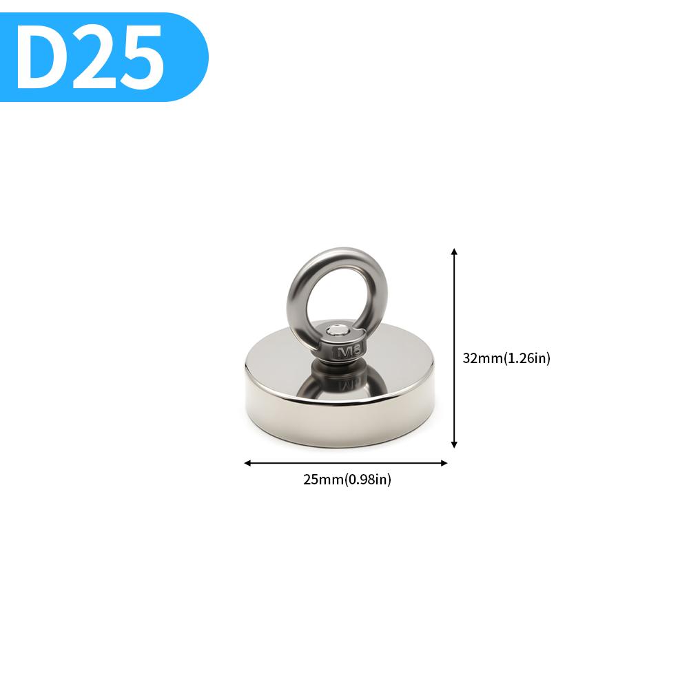 D16-D120MM Neodymium Fishing Magnet N52 Heavy Duty Rare Earth Magnet with Countersunk Hole Eyebolt Salvage Magnetic