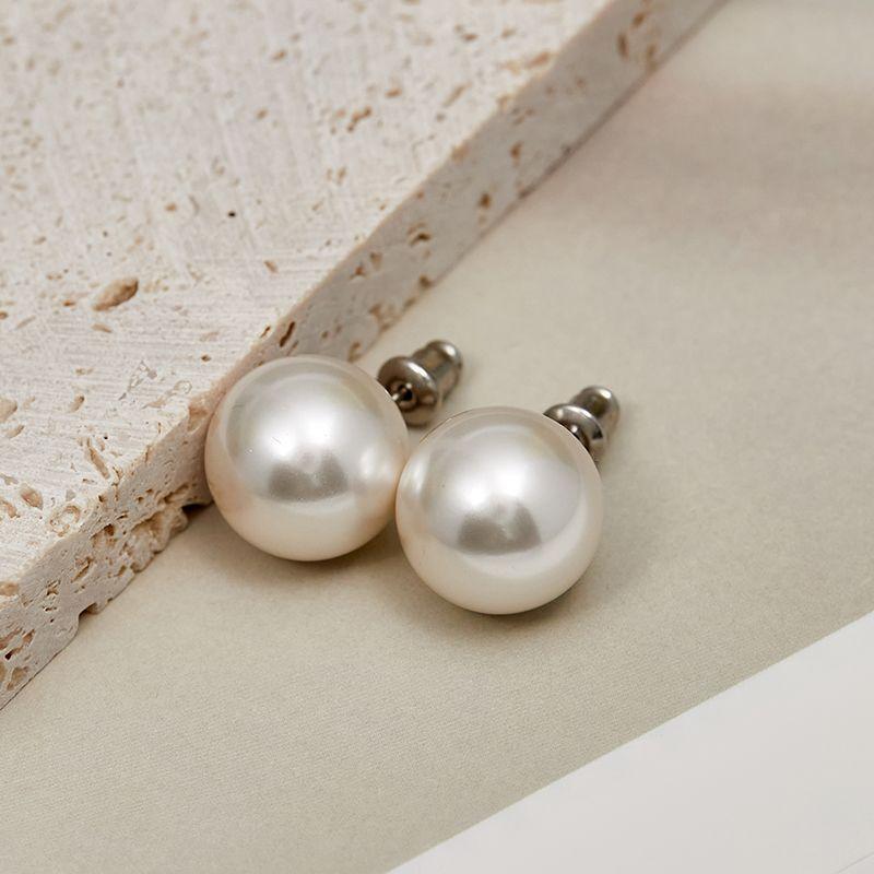 

925 Silver Needle Imitation Pearl Earrings Ins Style Ornament Minority Simple Fancy Fashion Temperament Stud Earrings Ladies 8mm pair