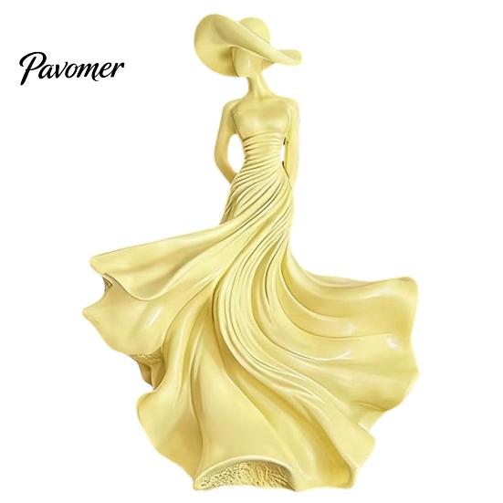 Cream Style Room Decor Woman Statue, Resin Art Sculpture for Living Mantel Shelf Decor, Modern Female Exquisite Carved Sculptures Figurine, Wide Brim