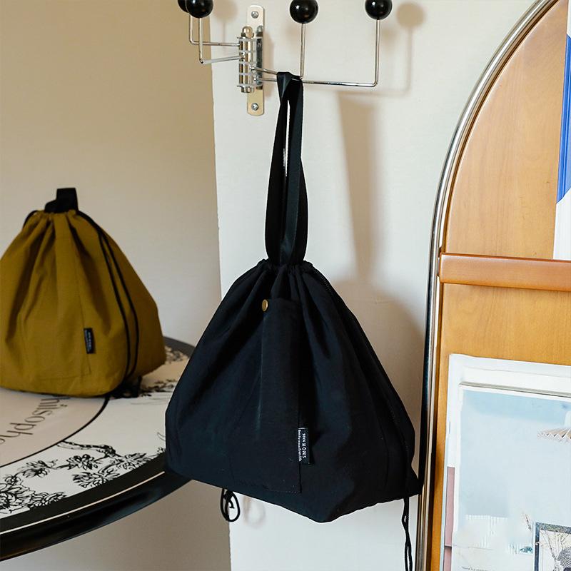 1pc Lunch Bag Large Capacity Hand-held Drawstring Double Layer Bento Box Bag Portable Insulated Picnic Bag Foldable Storage Bag