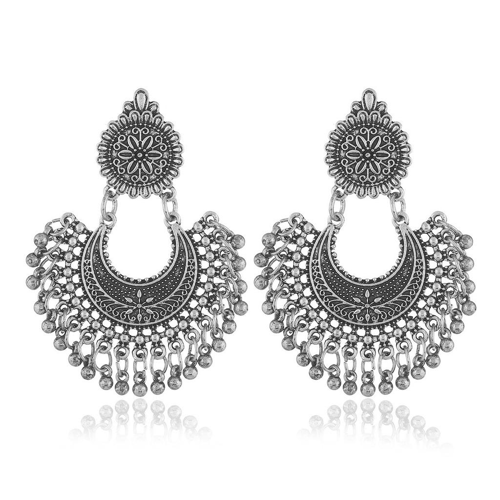 Geometric Dangle Alloy Earrings With Tassels For Women Bohemian Festival Style