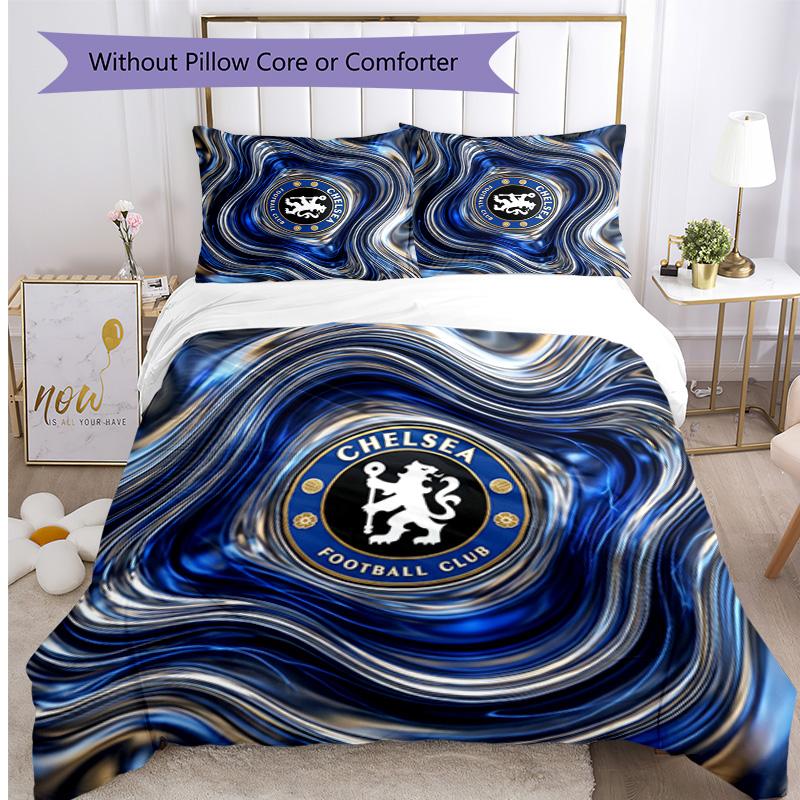 Set Lenzuola 3 Pezzi Stampato Chelsea FC Morbido Delicato sulla Pelle Lavabile Copripiumino e Federe Set Tutte le Stagioni Camera da Letto