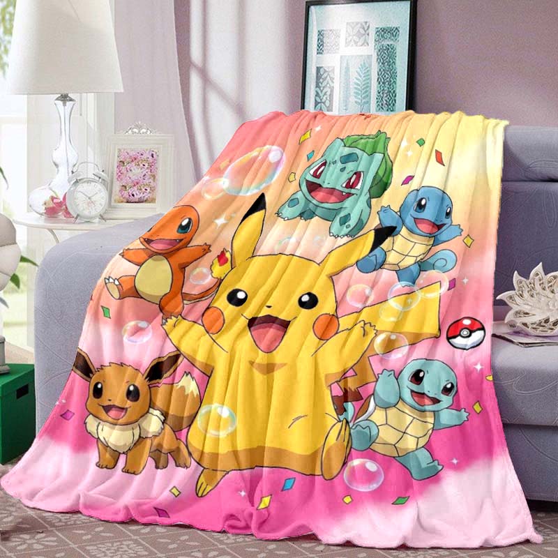Pokémon Pikachu Series Flannel Blanket—Soft To the Touch, the Perfect Choice for Home Relaxation; an Excellent Gift for Pokémon