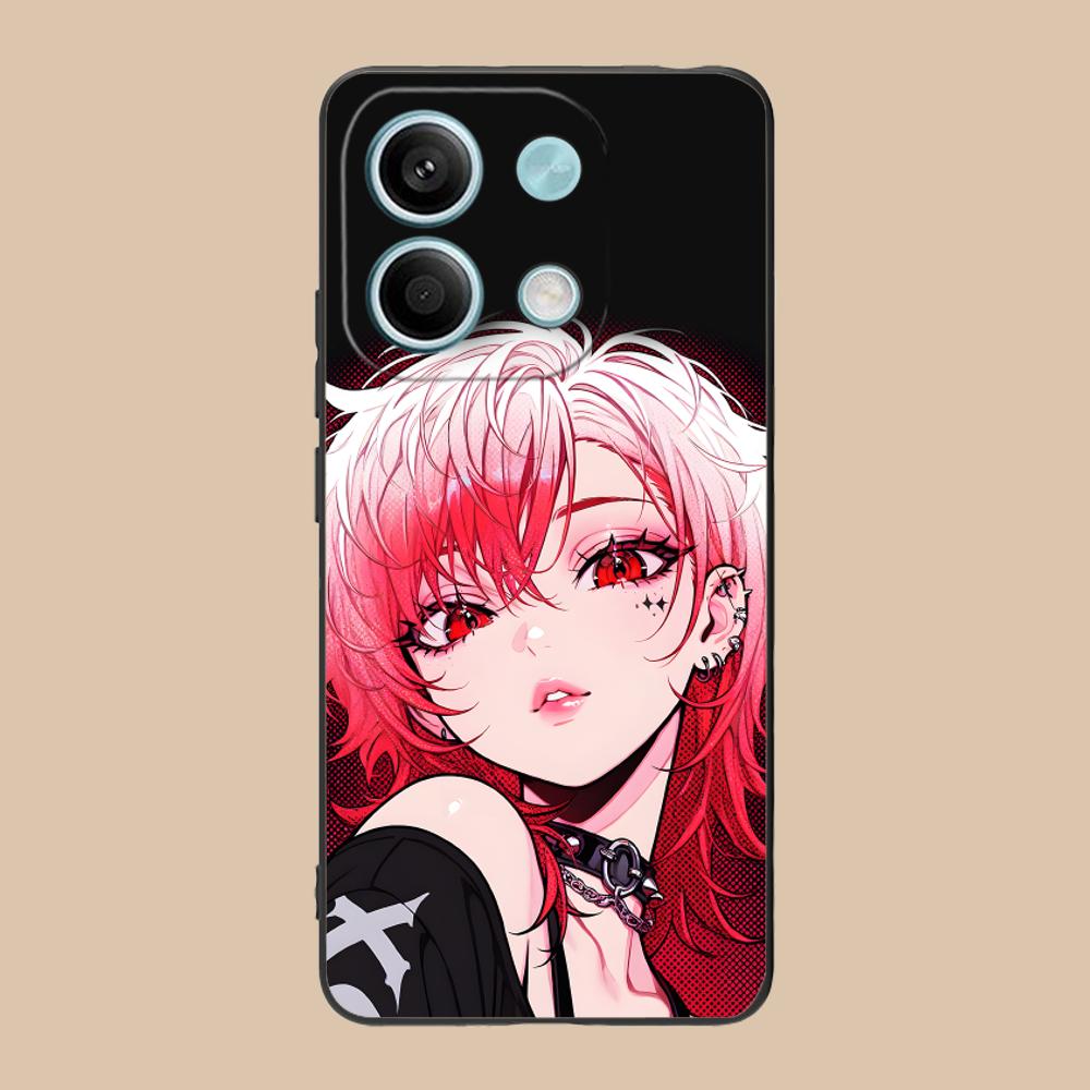 Anime Punk Girl Phone Case for POCO M6 M5 M4 M3 X7 X6 X5 X4 X3 F6 F5 F4 Pro GT 5G Colour Printing Protective Pretty Luxury Cover