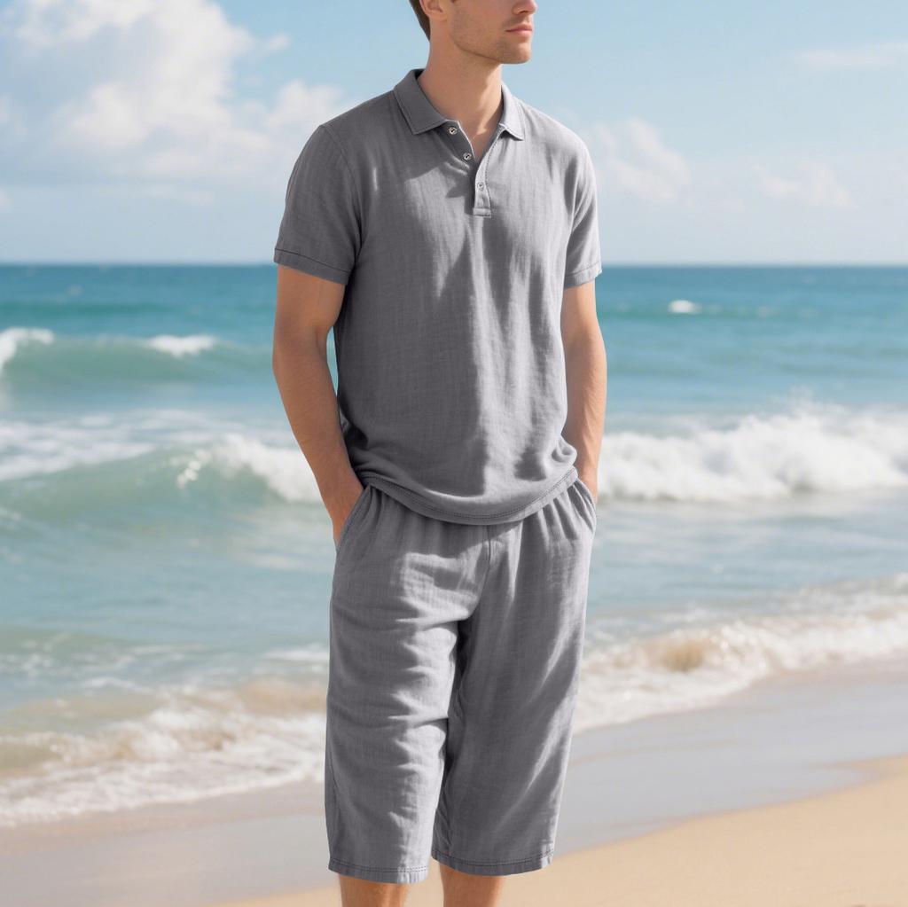 Men's Daily Casual Linen 2 Piece Outfit Lapel Long Sleeve Shirt & Long Pants Breathable Comfortable All-Match Wear Set