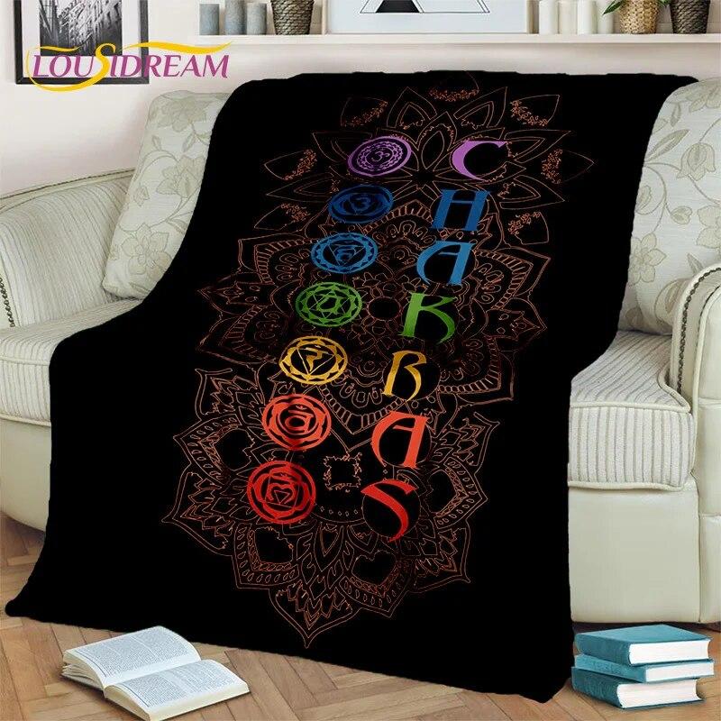 Rainbow 7 Chakra Yoga Meditation Blanket,Flannel Throw Blanket for Home Bedroom Bed Sofa Picnic Office Hiking Leisure Nap Cover