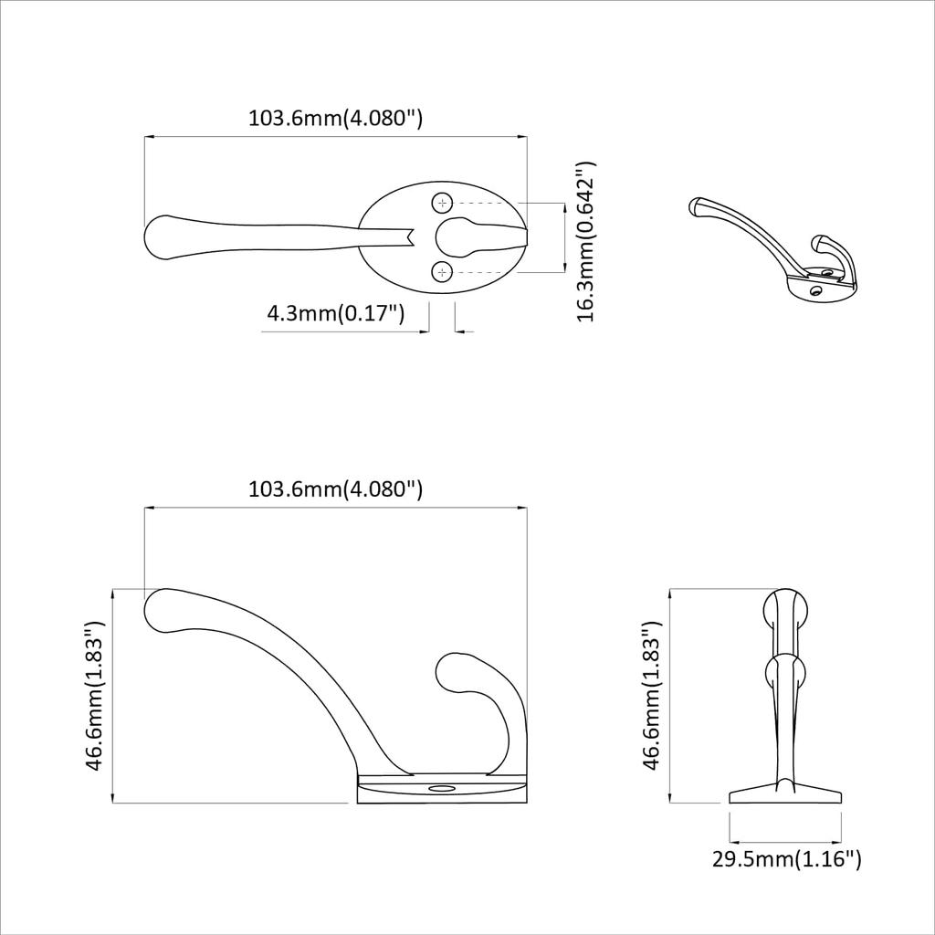 Coat Hook 12 pcs Black 102 x 29 x 47 mm Zinc Alloy