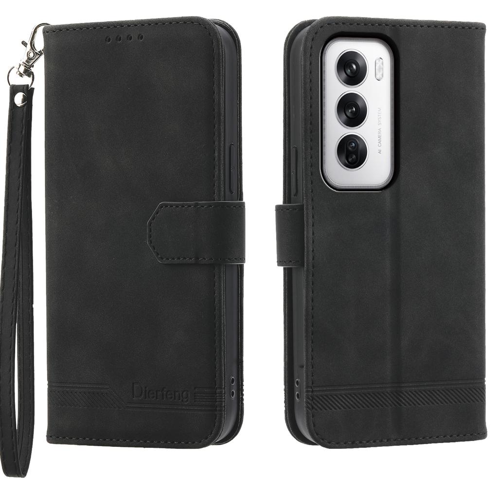 DIERFENG DF-03 Für Oppo Reno12 5G (Global) Stoßfestes Etui Leder Brieftasche Handyhülle