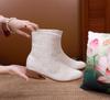 2025 Autumn/Winter Retro Ethnic Embroidered Chunky Heel Mid-Calf Women's Ankle Boots