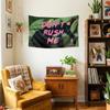Dont Rush Me Woman Lying Sofa Quote Wall Tapestry Green Couch Pink Text Funny Humor Classic Painting Bedroom Living Room
