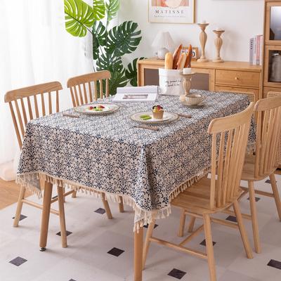 Tablecloth Polyester Cotton Printed Newspaper Map Tassel Household Rectangle Dining Table Cloth Coffee Table