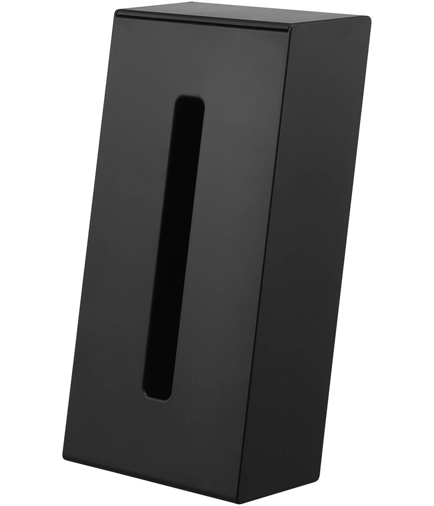 Yamazaki Tower Tissue W13 x x Horizontal or Vertical Tissue Case and 1665 Two-Way Stand, Black, D10.8 H24.5cm (Vertical), Placement, Easy-to-Replace