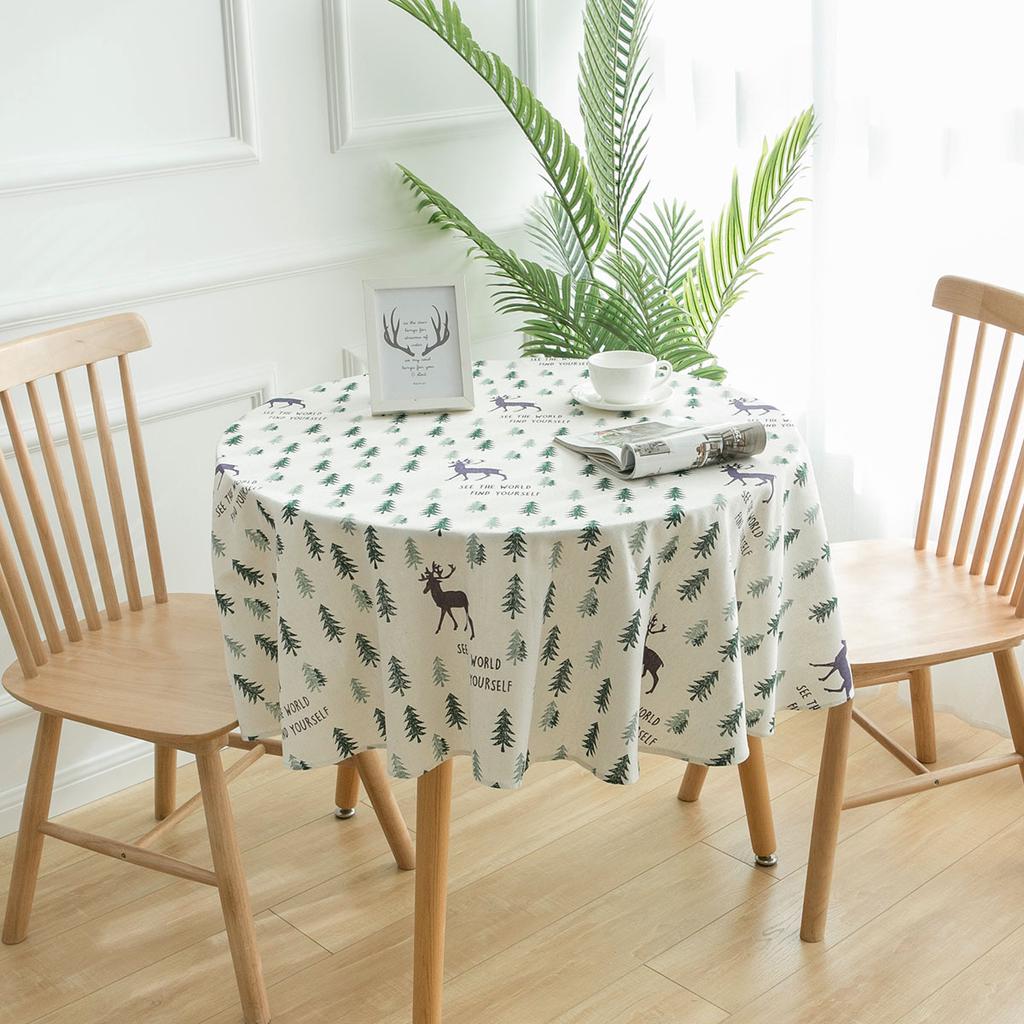 Black Small Tree Tablecloth Small Round Table Printed Tablecloth Round  Suitable for Holiday Dining Rooms, Living Rooms, Family Gatherings
