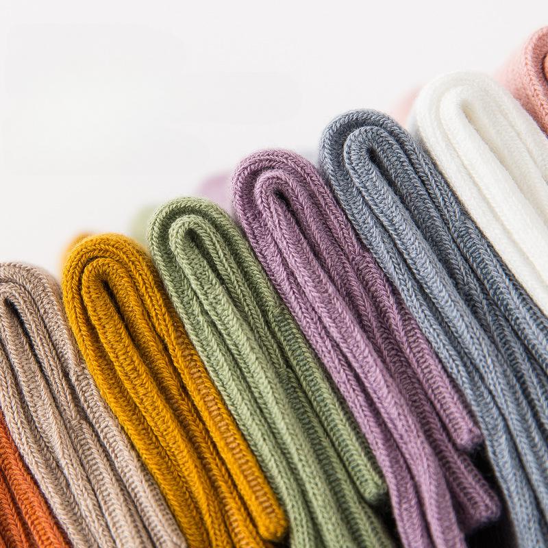 5 Pairs Women's Socks Spring Summer Pure Cotton Short Socks Solid Color Double Needle Style Fine Combing Cotton Middle Tube Socks
