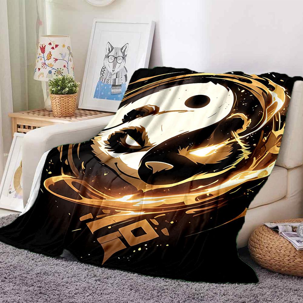 1pc Panda YinYang Blanket, Lightweight Flannel Blanket for Sofa, Bed, Travel, Camping, Living Room, Office,144